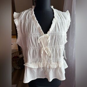 Time and Tru Cream Ruffle Blouse